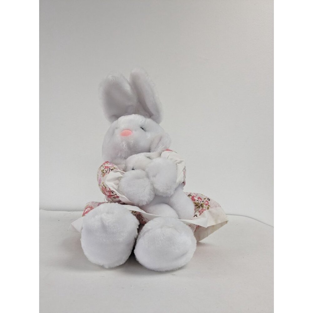 Vintage Easter Creations Bunny Mother And Baby Floral Dress Stuffed Animal 13"